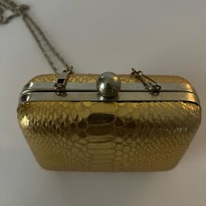 Gold Textured Minaudière Evening Clutch